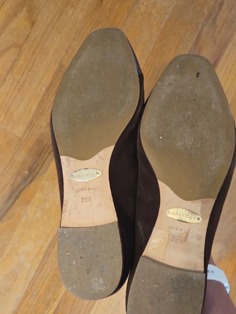 Sarah Flint Dark Brown Suede Ballet Flats with Tortoiseshell Toe